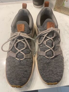 Cole Haan Gray Knit Lace-Up Men's Sneakers with Tan Pull Tabs